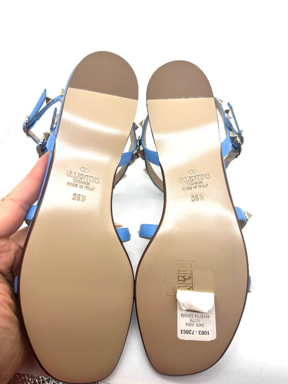 Valentino Rockstud Studded Caged Ankle Strap Flat Gladiator Sandals Shoes - Picture 11 of 16